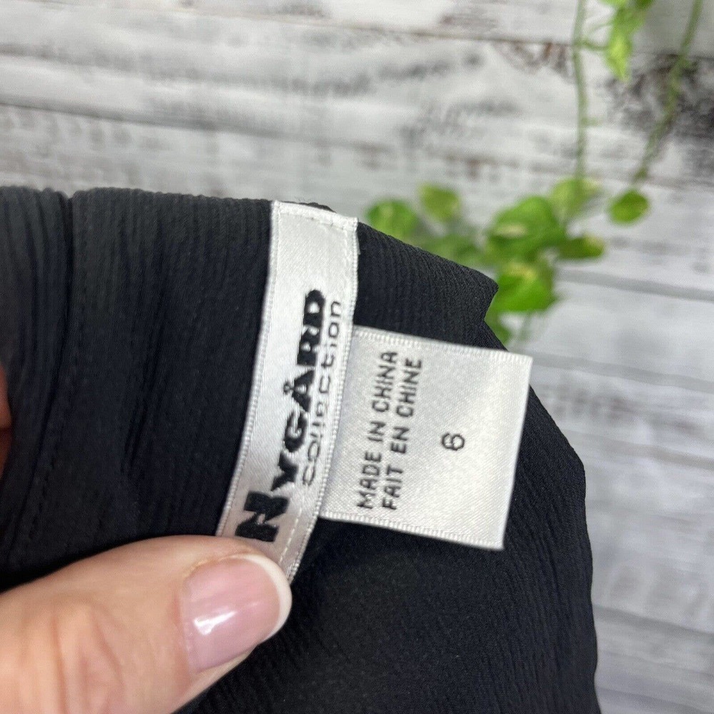 Nygard Skirt size 6 Black Sheer Crinkle Paisley Sequins Knee Full Boho Modest - Picture 11 of 11